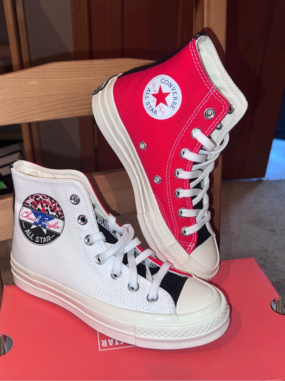 Converse High Top Canvas Sneakers - White, Red, Black FREE SHIPPING